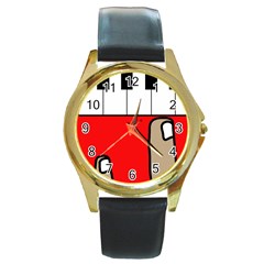 Piano  Round Gold Metal Watch by Valentinaart