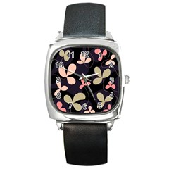 Elegant Floral Design Square Metal Watch by Valentinaart