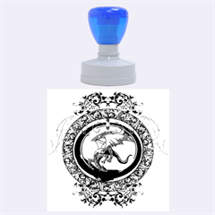 The Blue Dragpn On A Round Button With Floral Elements Rubber Round Stamps (large)