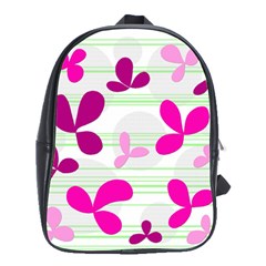 Magenta Floral Pattern School Bags(large)  by Valentinaart