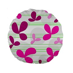 Magenta Floral Pattern Standard 15  Premium Round Cushions by Valentinaart