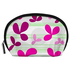 Magenta Floral Pattern Accessory Pouches (large)  by Valentinaart