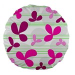 Magenta floral pattern Large 18  Premium Flano Round Cushions Front