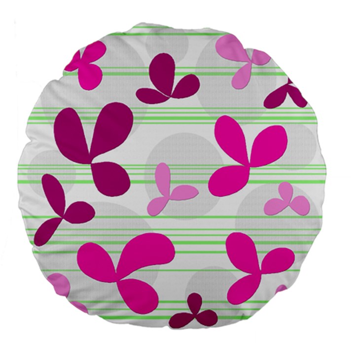 Magenta floral pattern Large 18  Premium Flano Round Cushions