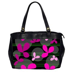 Magenta Floral Design Office Handbags (2 Sides)  by Valentinaart