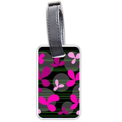 Magenta Floral Design Luggage Tags (one Side) 