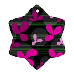 Magenta floral design Snowflake Ornament (2-Side)