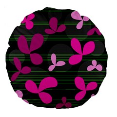 Magenta Floral Design Large 18  Premium Flano Round Cushions by Valentinaart