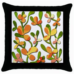 Decorative Floral Tree Throw Pillow Case (black) by Valentinaart