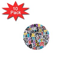 Alpha Pattern 1  Mini Buttons (10 pack) 