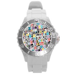 Alpha Pattern Round Plastic Sport Watch (L)