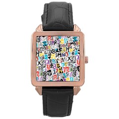 Alpha Pattern Rose Gold Leather Watch 