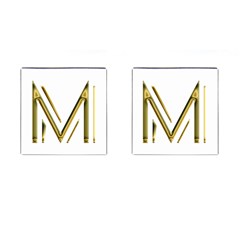 M Monogram Initial Letter M Golden Chic Stylish Typography Gold Cufflinks (square) by yoursparklingshop