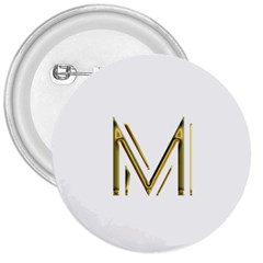 M Monogram Initial Letter M Golden Chic Stylish Typography Gold 3  Buttons by yoursparklingshop