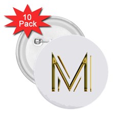 M Monogram Initial Letter M Golden Chic Stylish Typography Gold 2 25  Buttons (10 Pack)  by yoursparklingshop