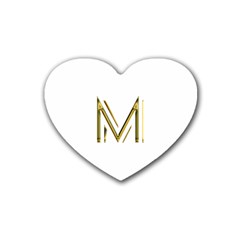 M Monogram Initial Letter M Golden Chic Stylish Typography Gold Heart Coaster (4 Pack)  by yoursparklingshop