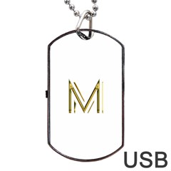 M Monogram Initial Letter M Golden Chic Stylish Typography Gold Dog Tag Usb Flash (two Sides)  by yoursparklingshop