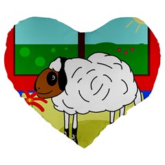 Urban Sheep Large 19  Premium Flano Heart Shape Cushions by Valentinaart