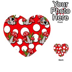 Mushrooms Pattern Playing Cards 54 (heart)  by Valentinaart