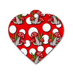 Mushrooms Pattern Dog Tag Heart (two Sides) by Valentinaart