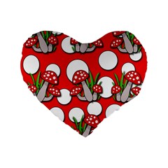 Mushrooms Pattern Standard 16  Premium Flano Heart Shape Cushions by Valentinaart