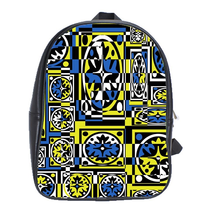 Blue and yellow decor School Bags(Large) 