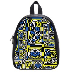 Blue And Yellow Decor School Bags (small)  by Valentinaart
