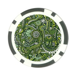 Green Boho Flower Pattern Zz0105 Poker Chip Card Guard by Zandiepants