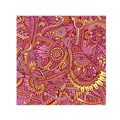 Pink Yellow Hippie Flower Pattern Zz0106 Small Satin Scarf (square) by Zandiepants