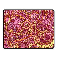 Pink Yellow Hippie Flower Pattern Zz0106 Fleece Blanket (small) by Zandiepants