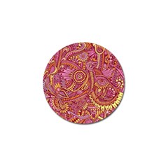 Pink Yellow Hippie Flower Pattern Zz0106 Golf Ball Marker by Zandiepants
