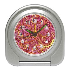 Pink Yellow Hippie Flower Pattern Zz0106 Travel Alarm Clock by Zandiepants