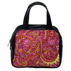 Pink Yellow Hippie Flower Pattern Zz0106 Classic Handbag (one Side) by Zandiepants