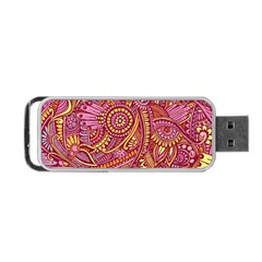 Pink Yellow Hippie Flower Pattern Zz0106 Portable Usb Flash (two Sides) by Zandiepants