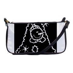 Funny Snowball Doodle Black White Shoulder Clutch Bags by yoursparklingshop