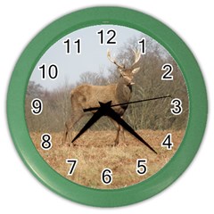 Red Deer Stag On A Hill Color Wall Clocks by GiftsbyNature