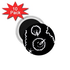 Funny Black And White Doodle Snowballs 1 75  Magnets (10 Pack)  by yoursparklingshop