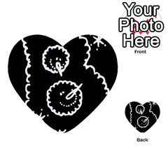 Funny Black And White Doodle Snowballs Multi-purpose Cards (heart)  by yoursparklingshop
