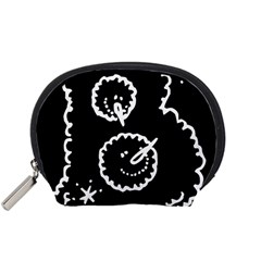 Funny Black And White Doodle Snowballs Accessory Pouches (small)  by yoursparklingshop