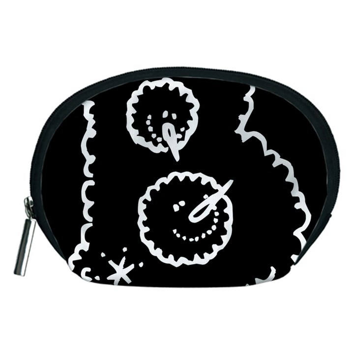 Funny Black And White Doodle Snowballs Accessory Pouches (Medium) 
