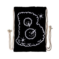 Funny Black And White Doodle Snowballs Drawstring Bag (small) by yoursparklingshop