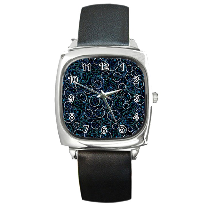 Blue abstract decor Square Metal Watch