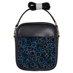 Blue Abstract Decor Girls Sling Bags by Valentinaart