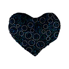 Blue Abstract Decor Standard 16  Premium Flano Heart Shape Cushions by Valentinaart
