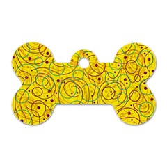 Yellow Abstract Art Dog Tag Bone (two Sides) by Valentinaart