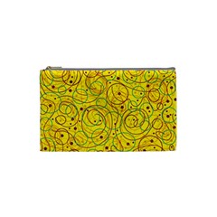 Yellow Abstract Art Cosmetic Bag (small)  by Valentinaart
