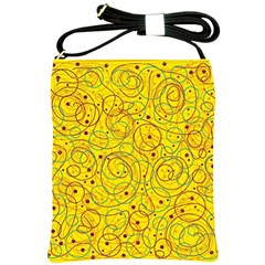 Yellow Abstract Art Shoulder Sling Bags by Valentinaart