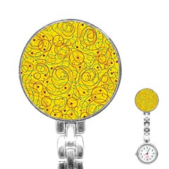 Yellow Abstract Art Stainless Steel Nurses Watch by Valentinaart