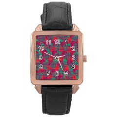 Decorative Abstract Art Rose Gold Leather Watch 