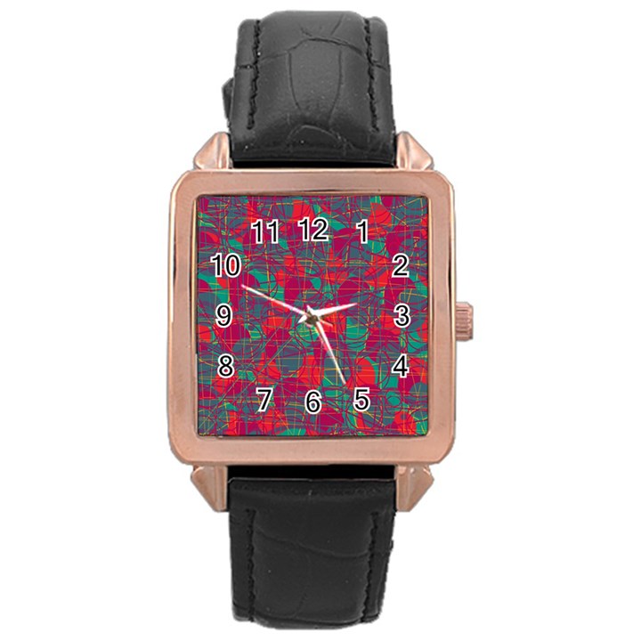 Decorative abstract art Rose Gold Leather Watch 